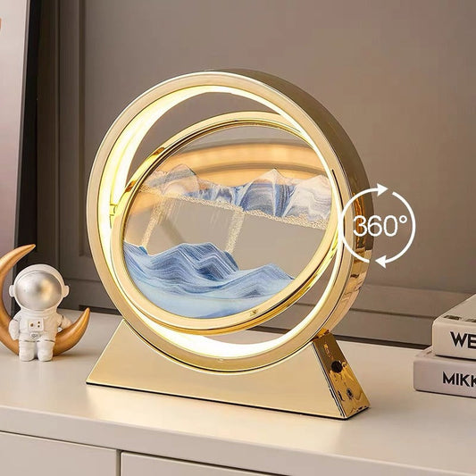 3D Hourglass LED Lamp Quicksand Moving Rotating Art Sand Scene Dynamic Living Room Decoration